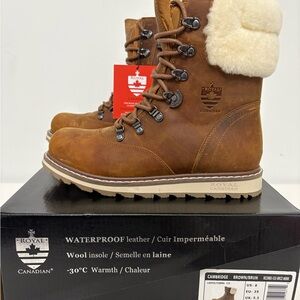 New Royal Canadian Size 8 Women’s Leather Winter Boots - Brown Cambridge, -30 °